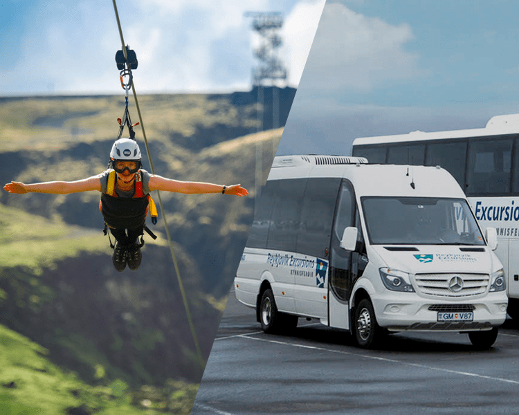 Mega Zipline Conventional Ride with transfer from Reykjavik